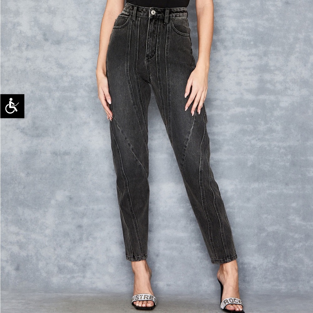 Black/Grey denim twisted seam jeans- muller inspired style